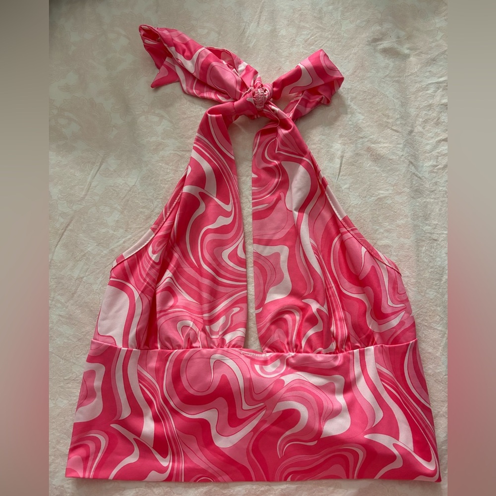 hot pink halter top size L